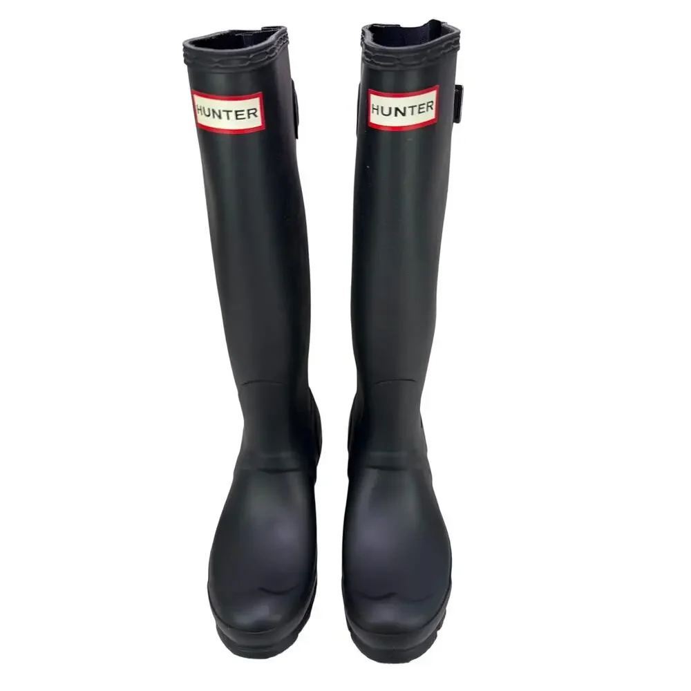 Hunter Original‎ Tall Rubber Rain Boots Womens 7 Black Adjust Buckle